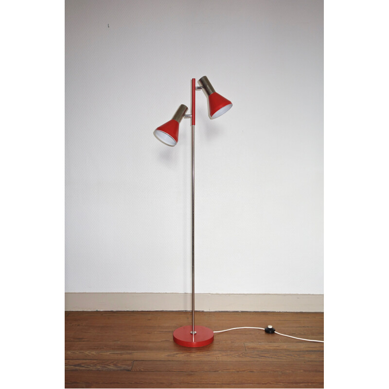 Vintage floor lamp red model 280 Fischer Leuchten 1970s