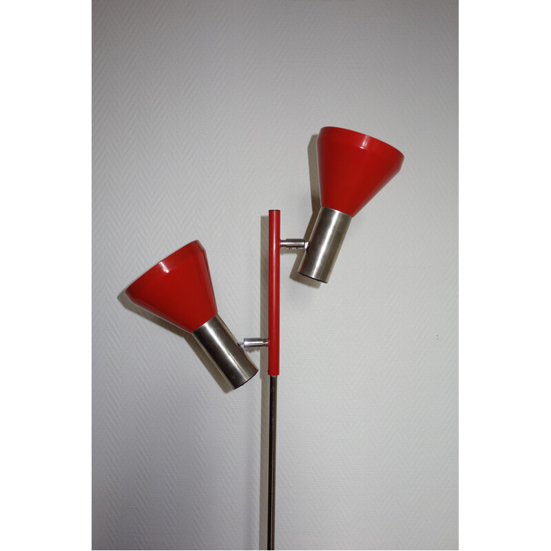 Vintage floor lamp red model 280 Fischer Leuchten 1970s