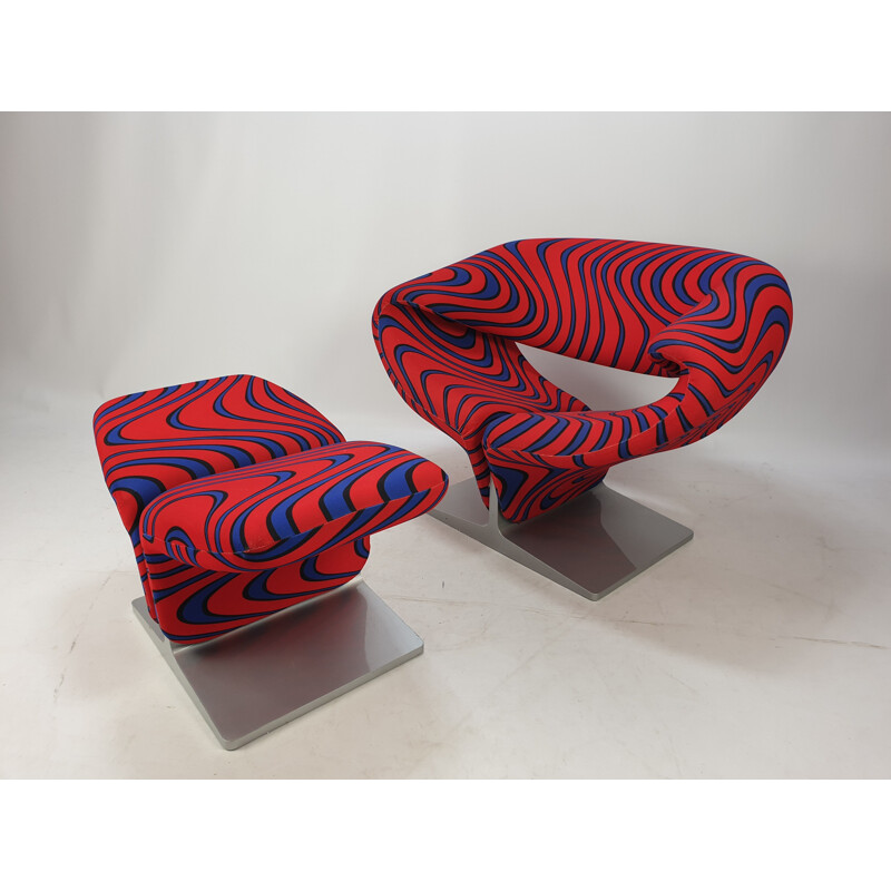 Vintage armchair & ottoman Ribbon by Pierre Paulin for Artifort, 1980s