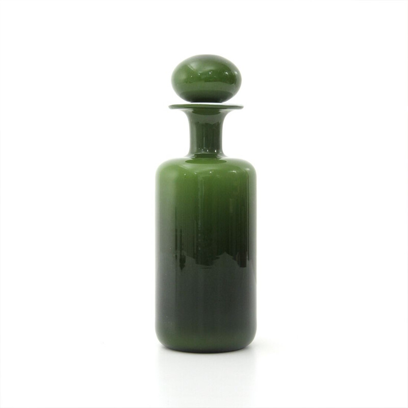 Vintage vase green and white by Otto Brauer for Holmegaard, 1960s