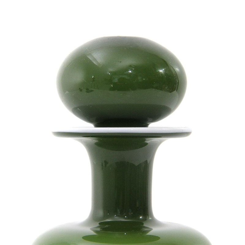 Vintage vase green and white by Otto Brauer for Holmegaard, 1960s