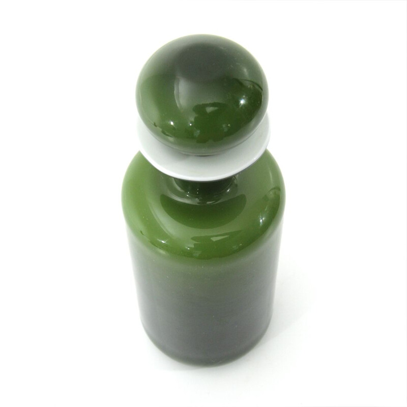 Vintage vase green and white by Otto Brauer for Holmegaard, 1960s