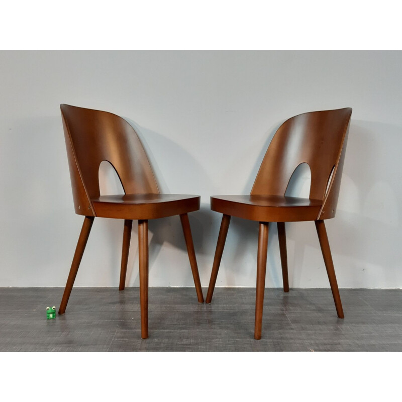 Set de 4 chaises vintage en hêtre par Oswald Haerdtl pour Ton Tchécoslovaque 1950s