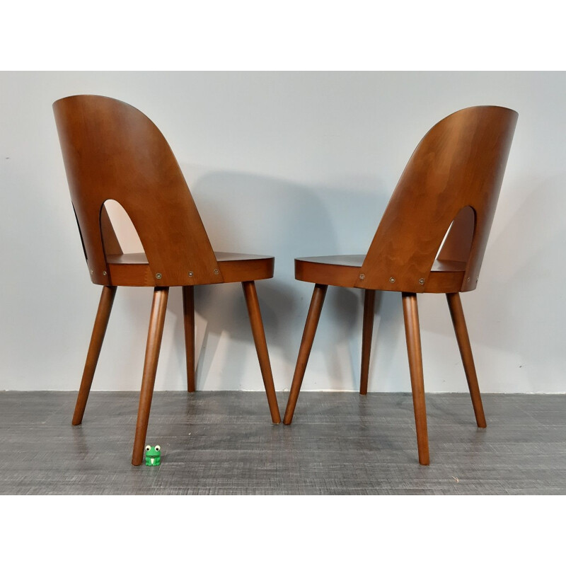 Set de 4 chaises vintage en hêtre par Oswald Haerdtl pour Ton Tchécoslovaque 1950s