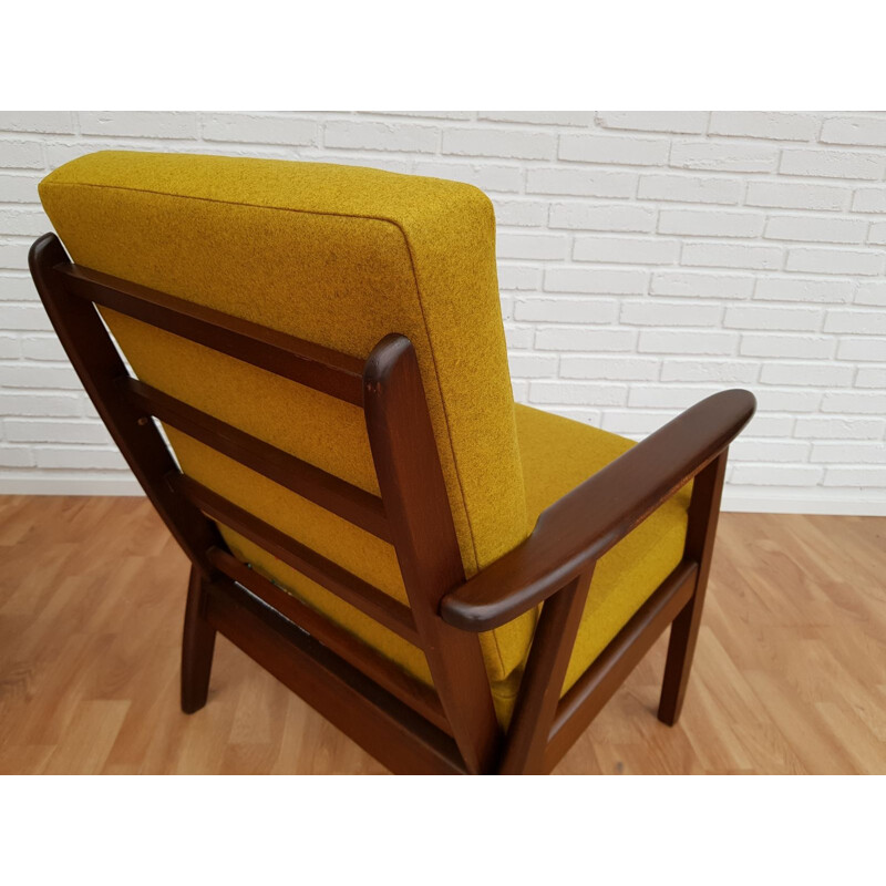 Vintage armchairs in beech and wool fabric Denmark 1960s