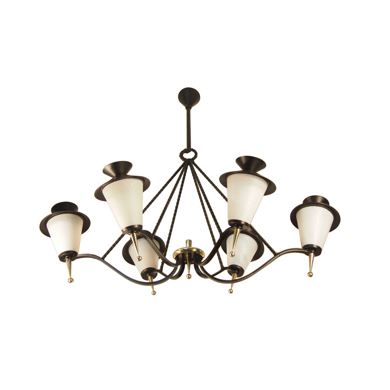 Vintage gold and black Arlus chandelier