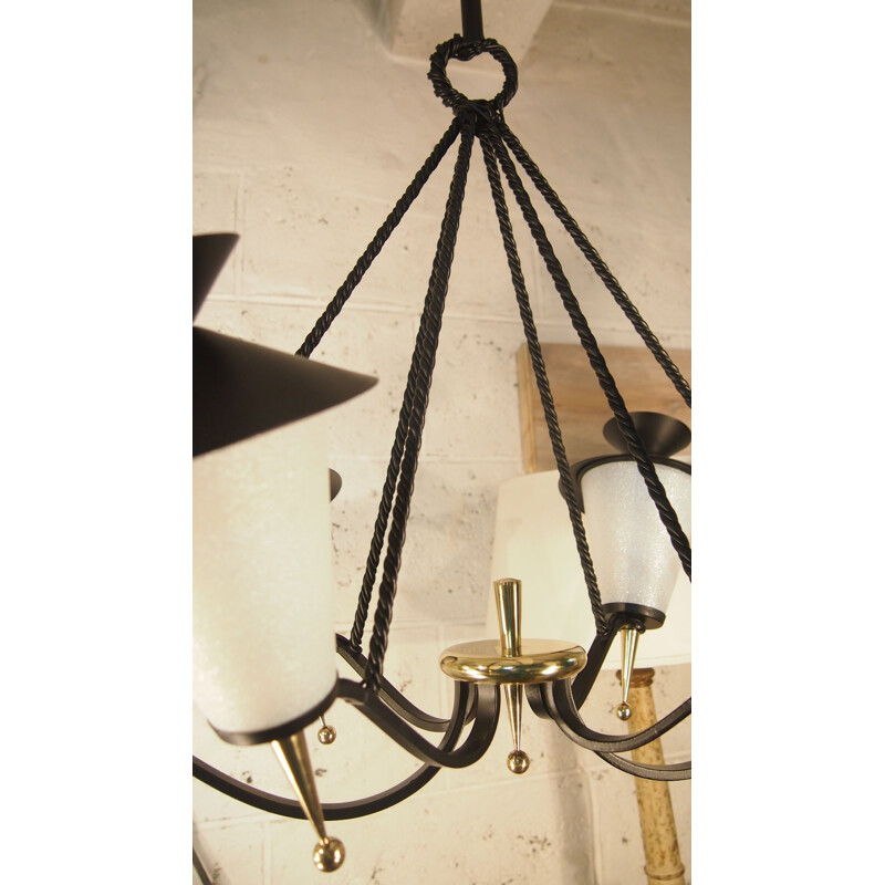 Vintage gold and black Arlus chandelier
