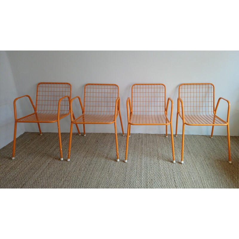Set of 4 orange Rio chairs by EMU