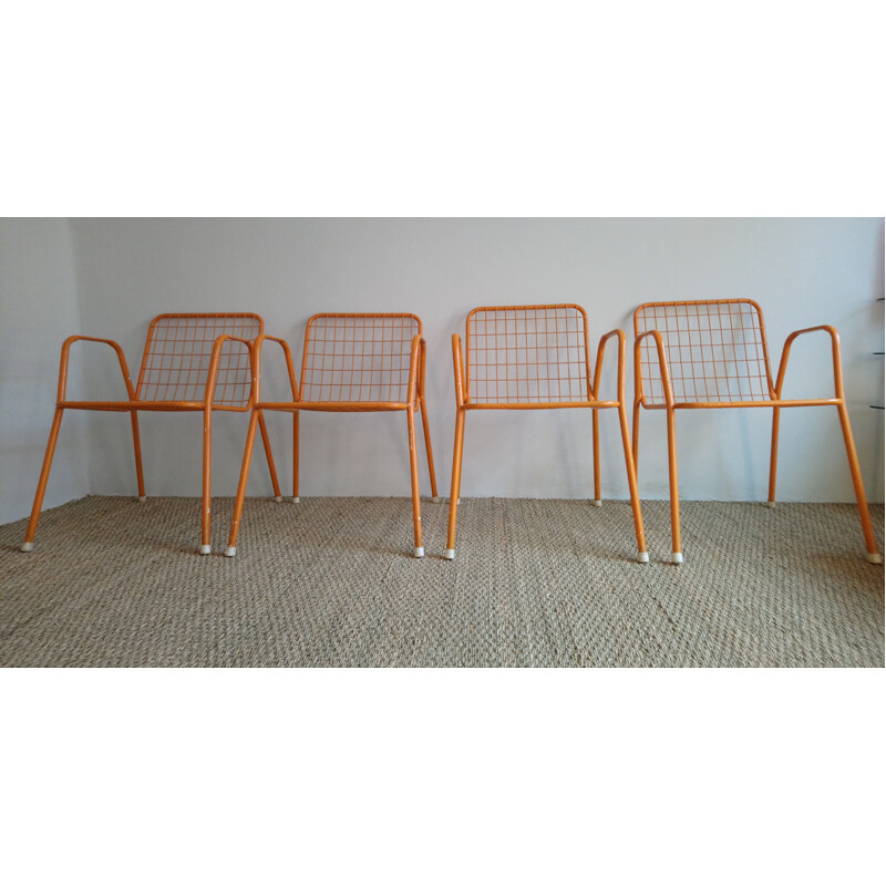 Set of 4 orange Rio chairs by EMU