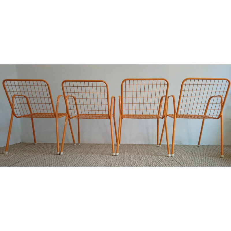 Set of 4 orange Rio chairs by EMU