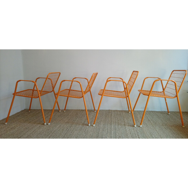 Set of 4 orange Rio chairs by EMU