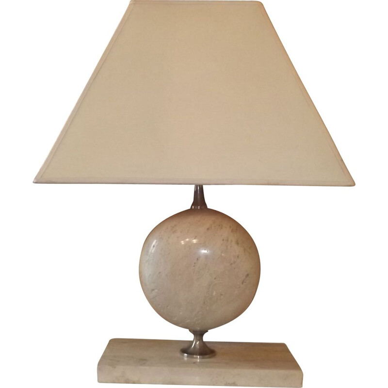 Vintage lamp by Barbier in travertine and chrome 1970