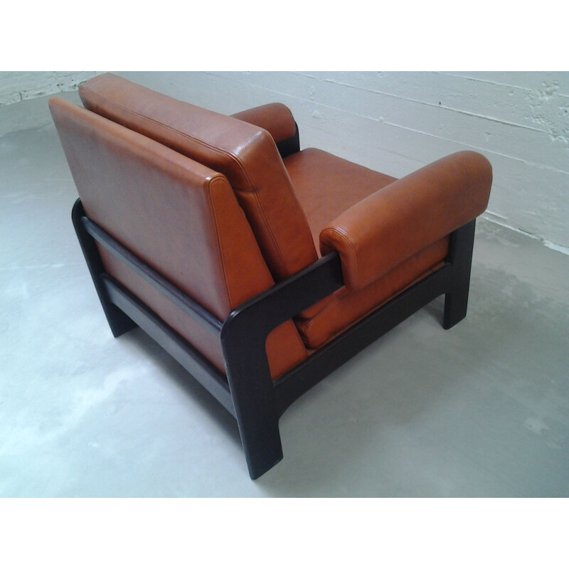 Pair of vintage armchairs in cognac leather