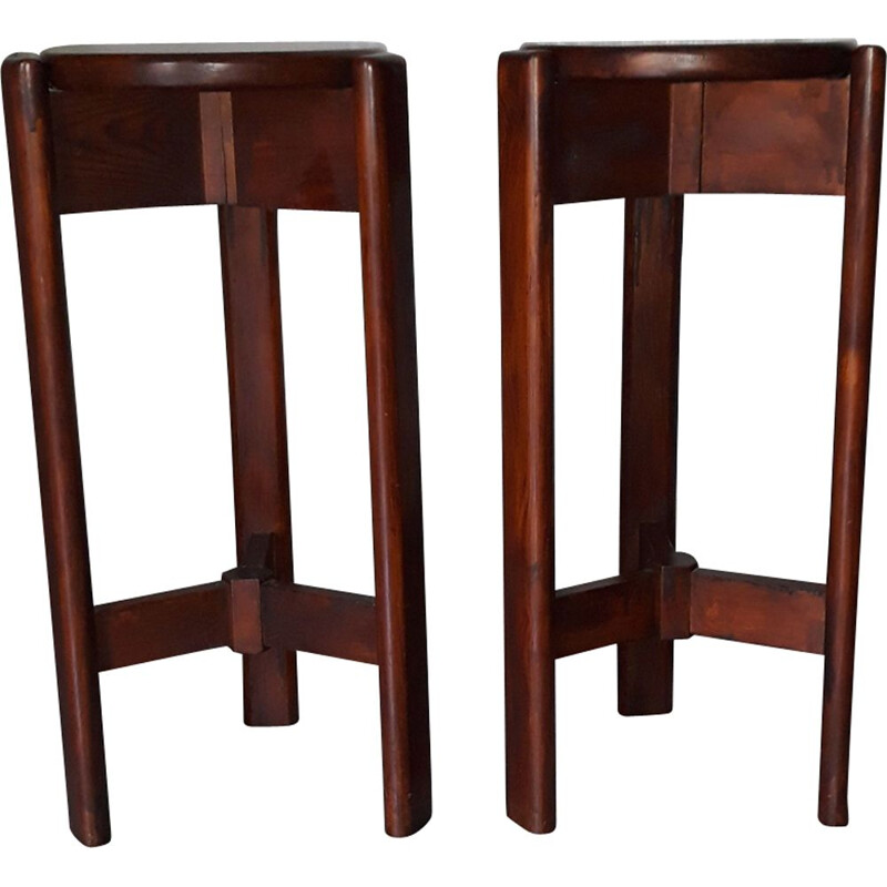 Pair of vintage stools Scandinavian design tripods