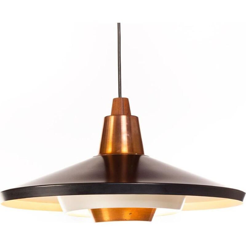 Vintage Black and Copper Pendant Lamp 1960s
