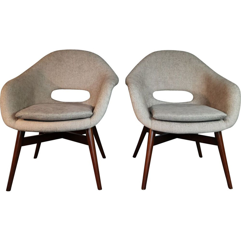 Pair of shell armchairs by Miroslav Navratil 1960s