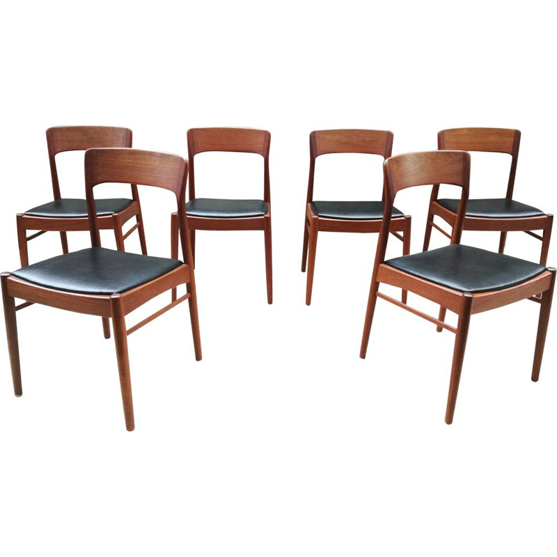 Set de 6 chaises vintage en teck par Henning Kjaernulf