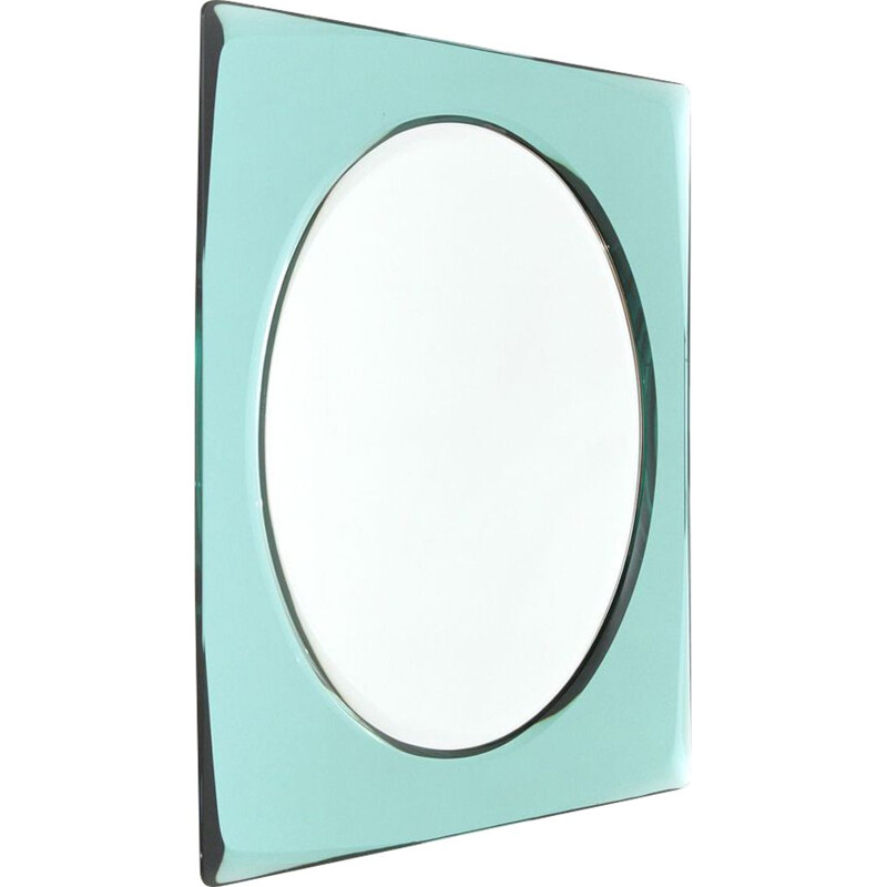 Vintage mirror azure mirrored frame Italy 1970s