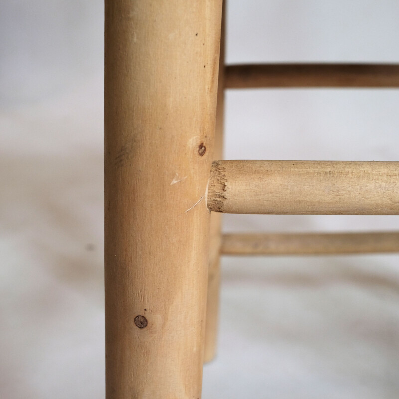 Set of 4 chairs in blond wood and straw