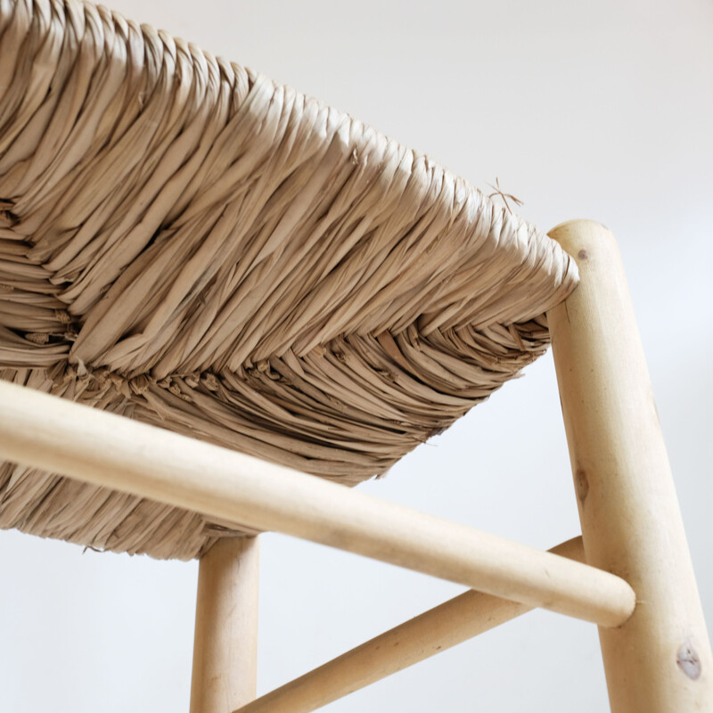 Ensemble de 4 chaises en bois blond et paille