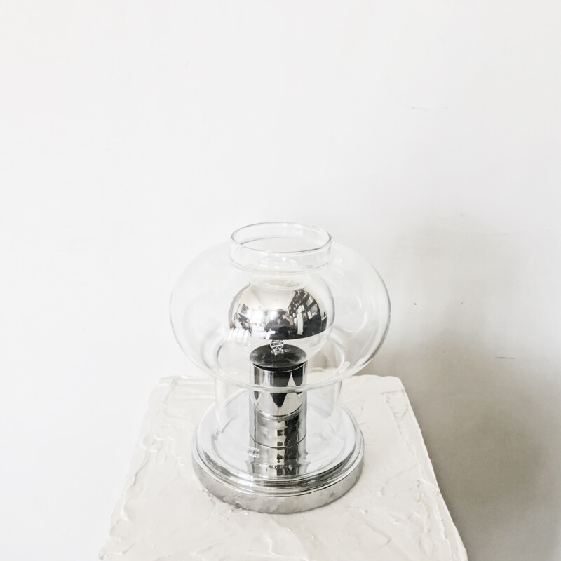 Lampe vintage en verre et métal par Reggiani
