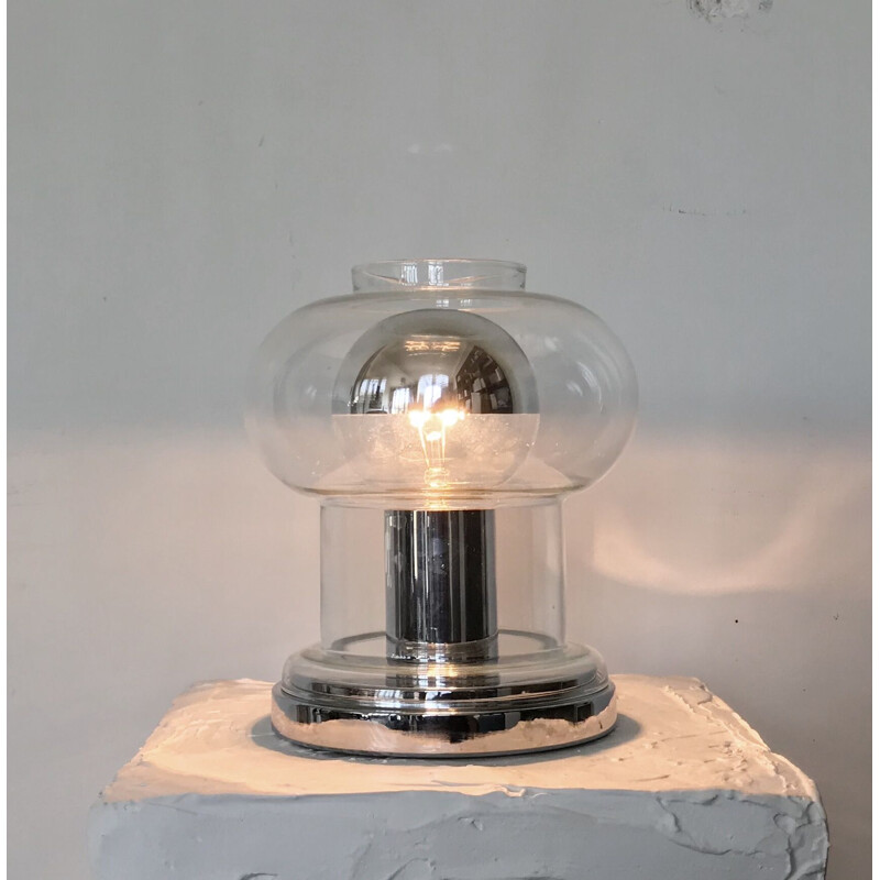Vintage glass and metal lamp by Reggiani