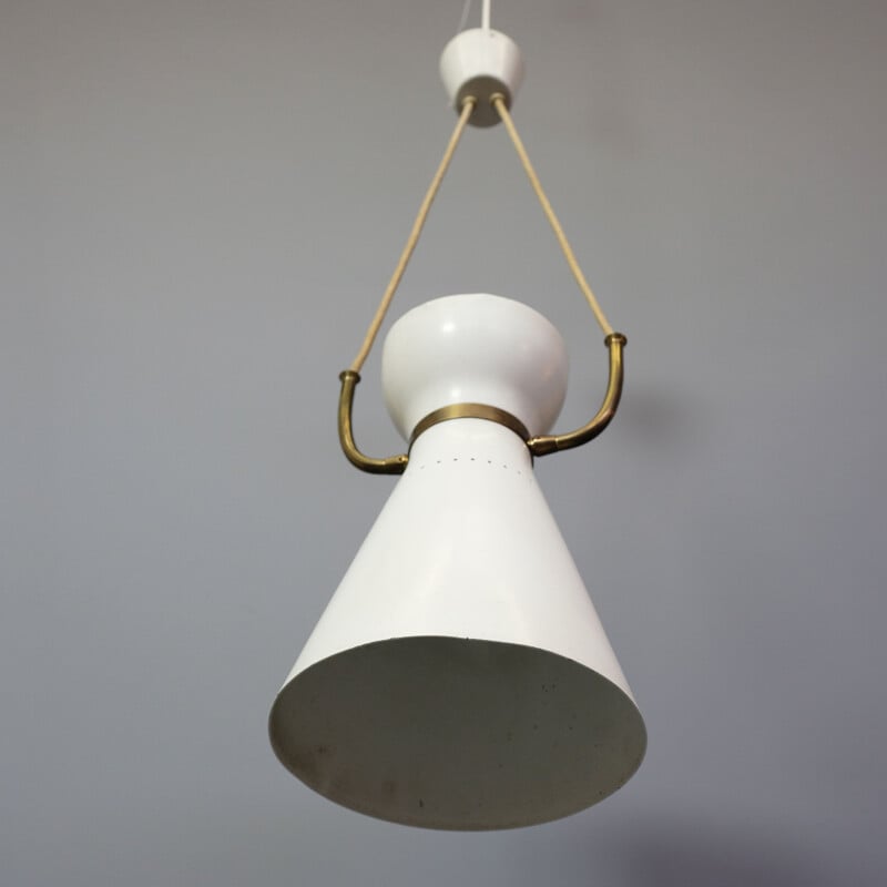 Suspension vintage diabolo blanche 1950