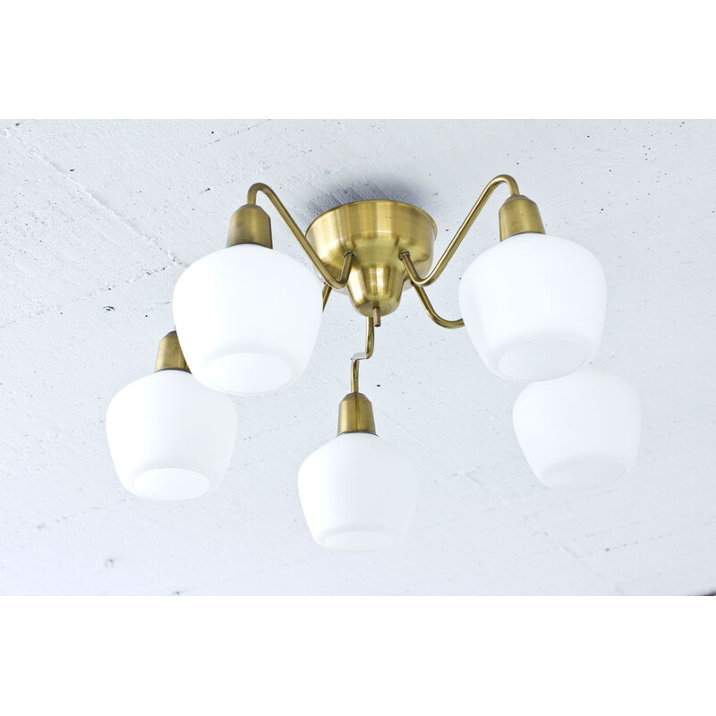 Vintage 5-armed ceiling lamp by Hans Bergström