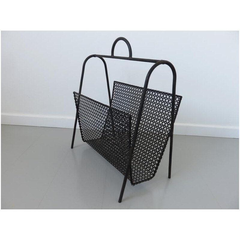 Vintage black metal magazine rack