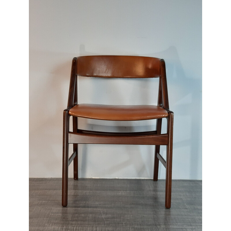 Vintage Danish leather and mahogany chair