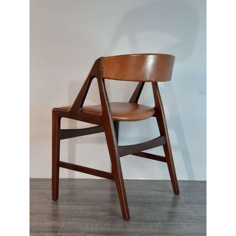 Vintage Danish leather and mahogany chair