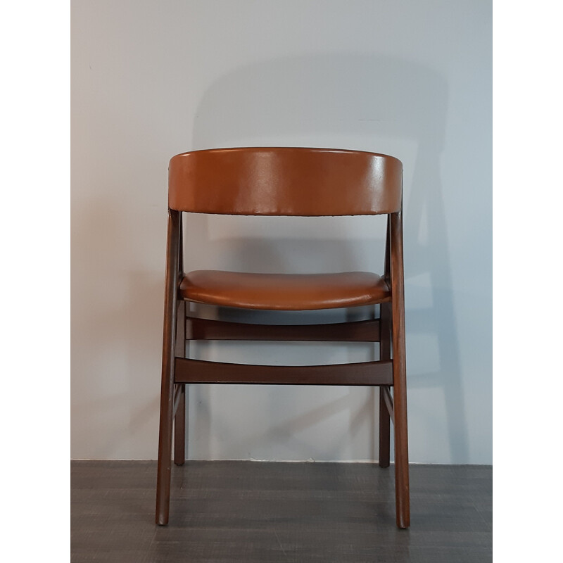 Vintage Danish leather and mahogany chair