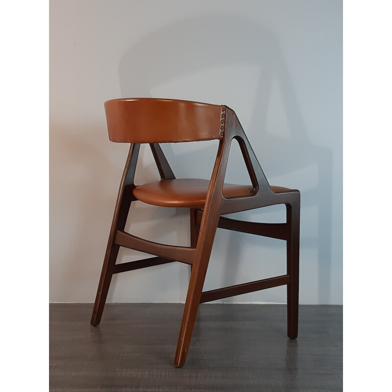 Vintage Danish leather and mahogany chair