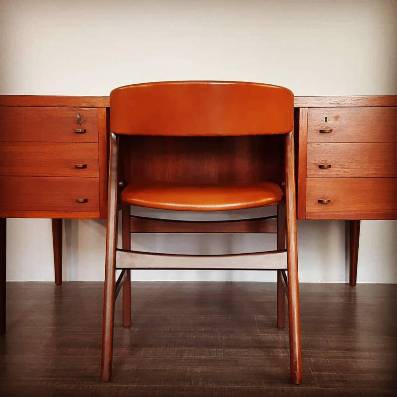 Vintage Danish leather and mahogany chair