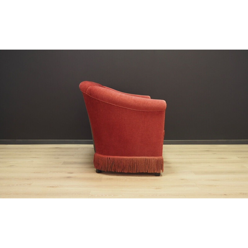 Canapé scandinave vintage en velours rouge