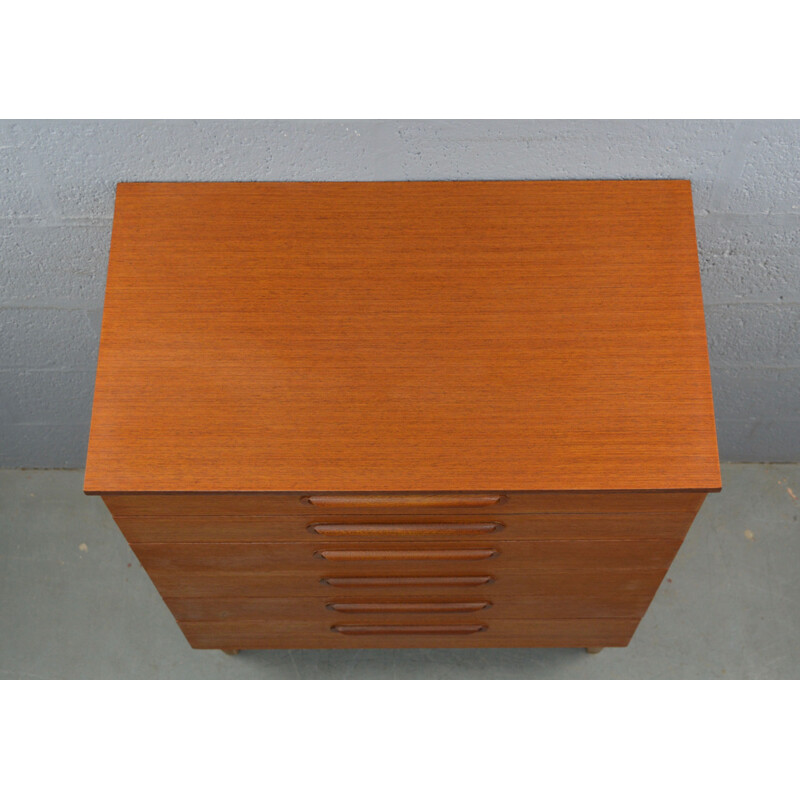 Vintage teak chest of 6 drawers by Schreiber