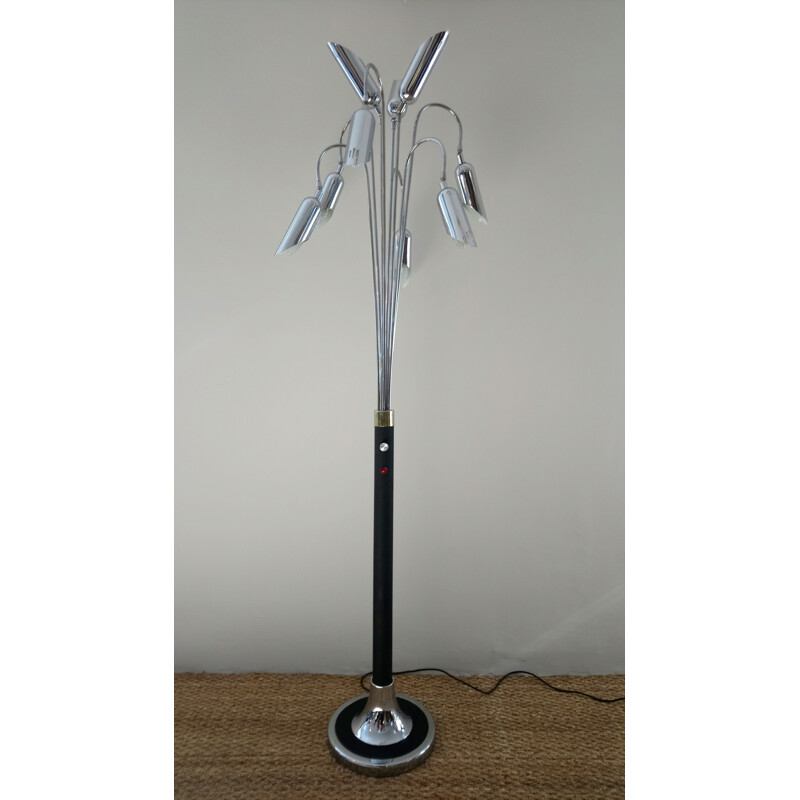 Vintage Muguet floor lamp in chromed metal