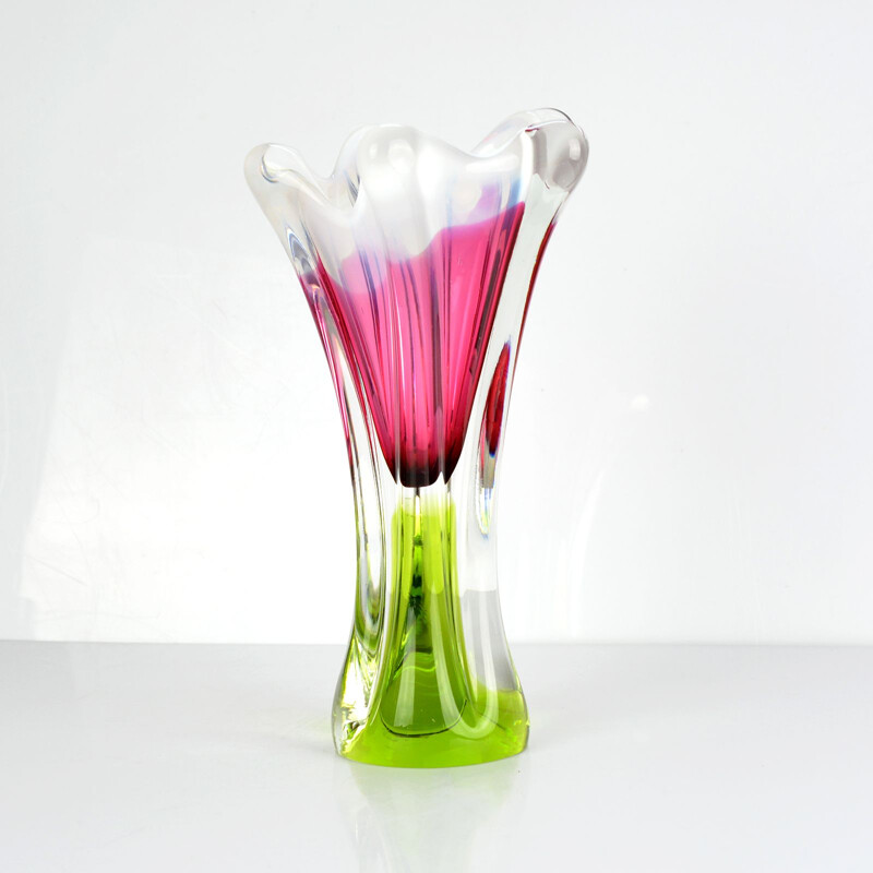 Vintage vase in glass by J. Hospodka for Chribska Sklarna, Czechoslovakia, 1960s