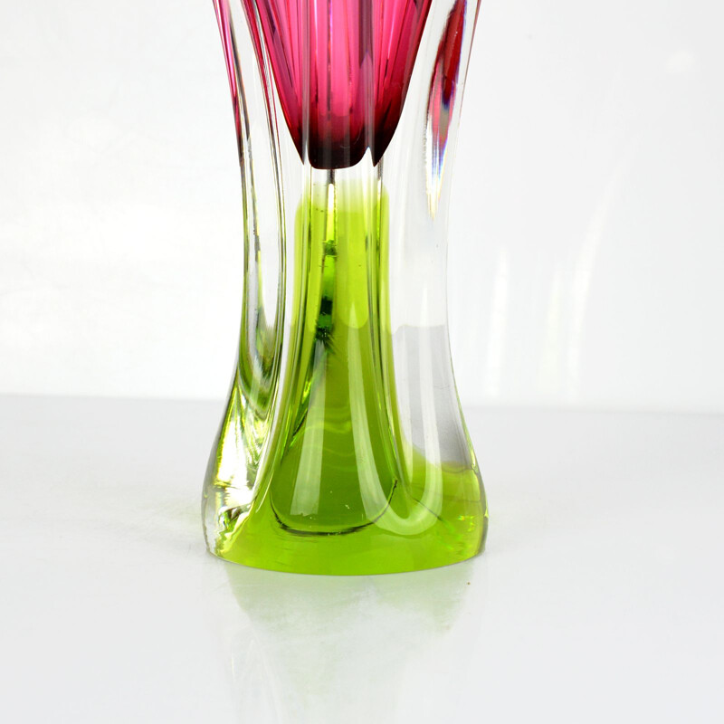 Vintage vase in glass by J. Hospodka for Chribska Sklarna, Czechoslovakia, 1960s
