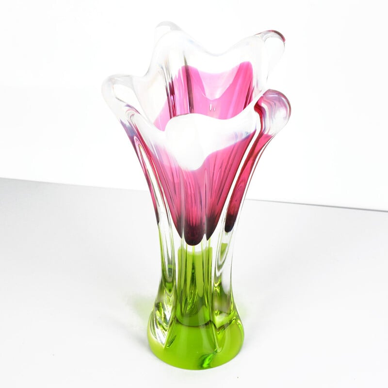 Vintage vase in glass by J. Hospodka for Chribska Sklarna, Czechoslovakia, 1960s