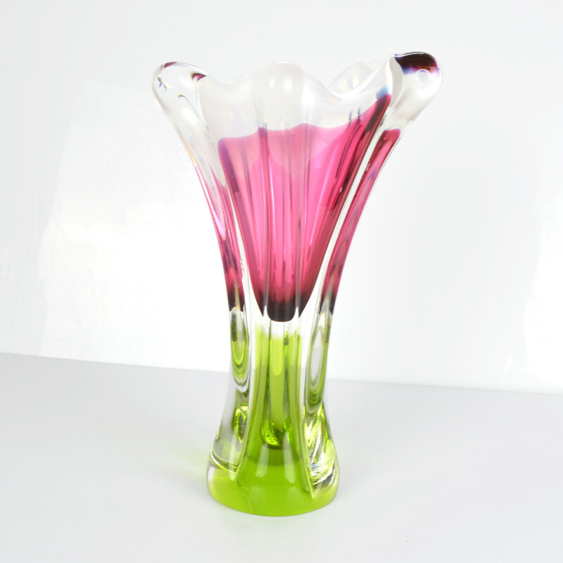 Vintage vase in glass by J. Hospodka for Chribska Sklarna, Czechoslovakia, 1960s