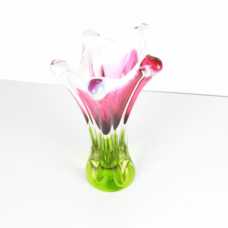 Vintage vase in glass by J. Hospodka for Chribska Sklarna, Czechoslovakia, 1960s