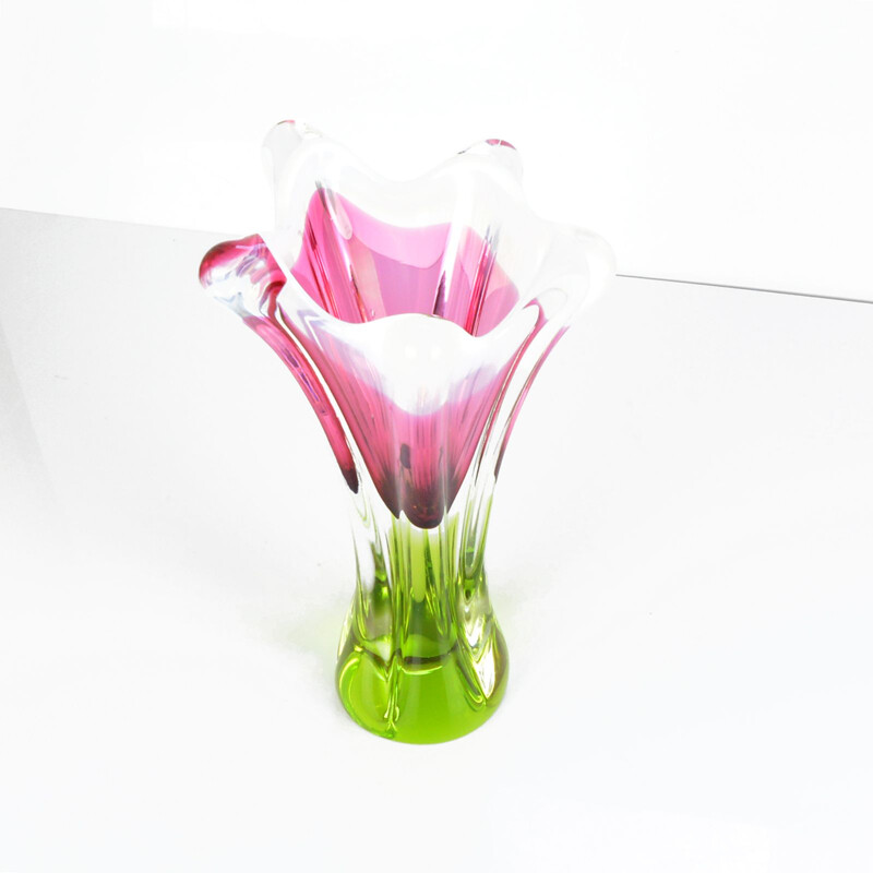 Vintage vase in glass by J. Hospodka for Chribska Sklarna, Czechoslovakia, 1960s