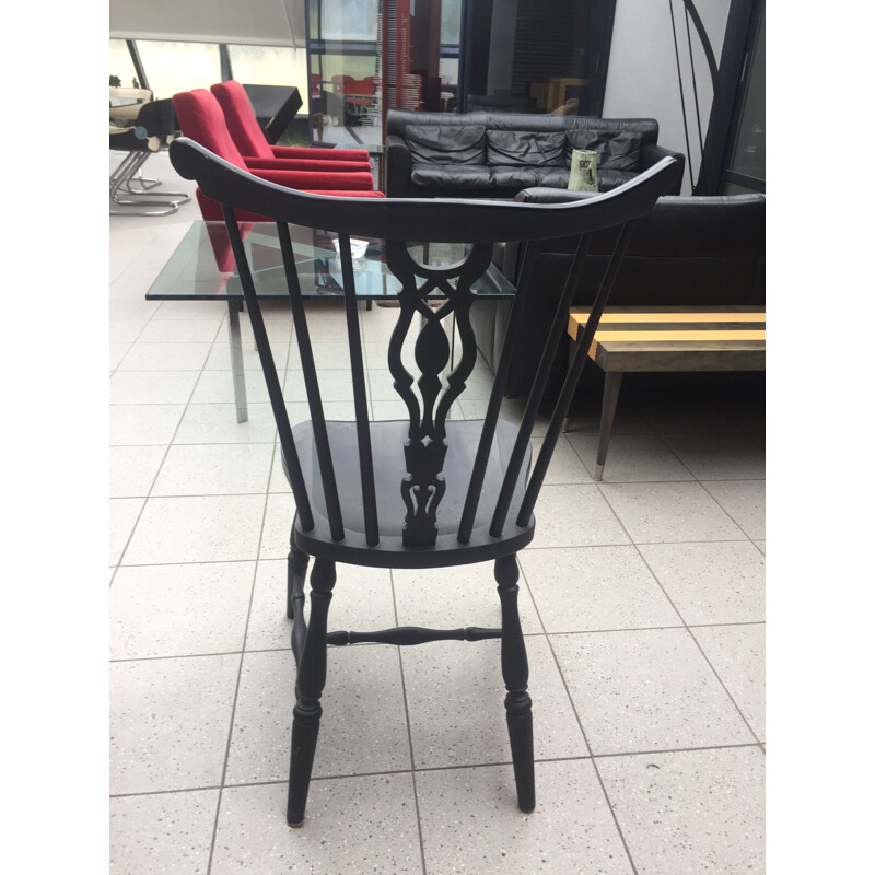 Pair of black lacquered wooden Dining chairs by Gemla Diö, Sweden,1950