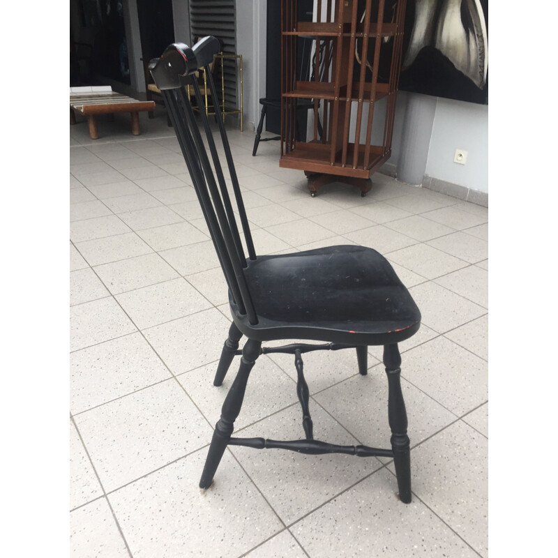 Pair of black lacquered wooden Dining chairs by Gemla Diö, Sweden,1950