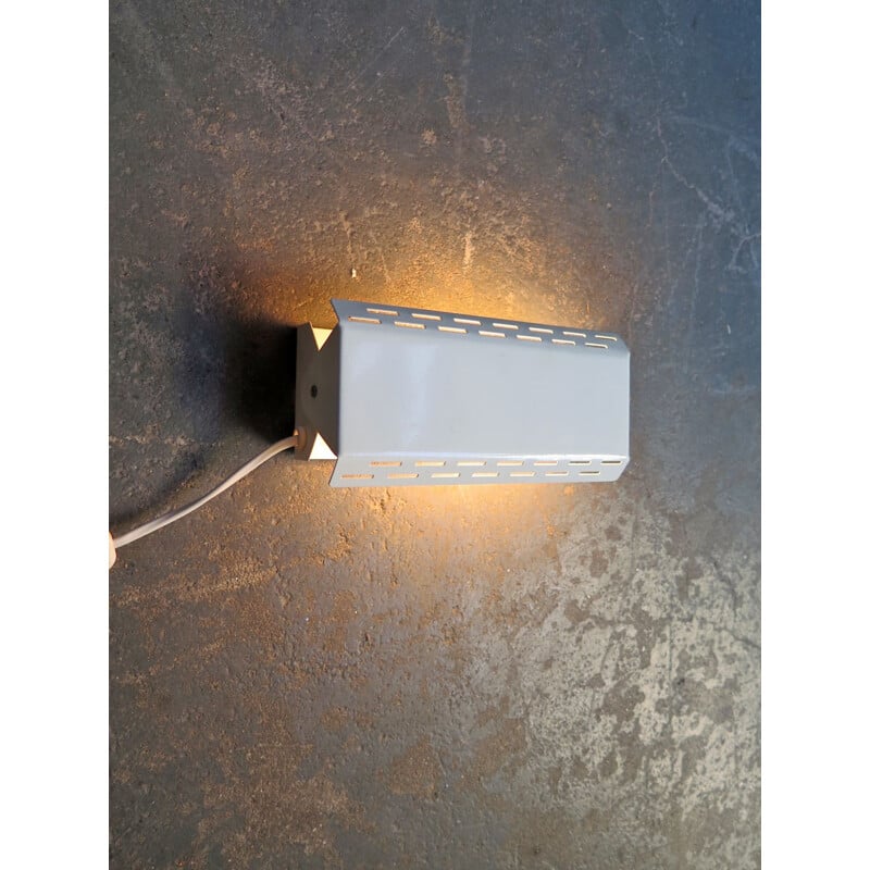 Vintage white lacquered metal adjustable wall lamp 1980