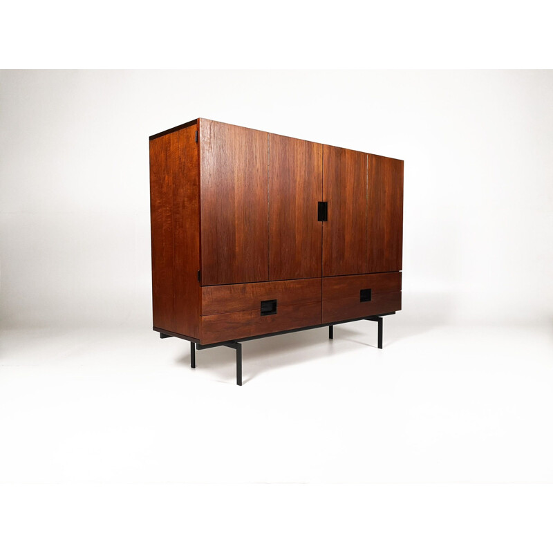 Vintage CU04 highboard for UMS Pastoe in teak and steel 1950