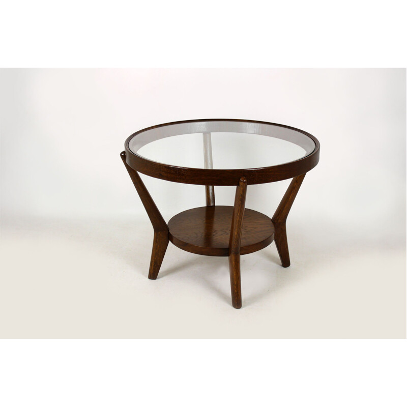 Vintage round table for Interier Praha in oakwood 1940