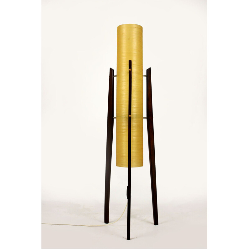Lampadaire vintage Rocket pour Novoplast Sered en fibre de verre jaune 1960