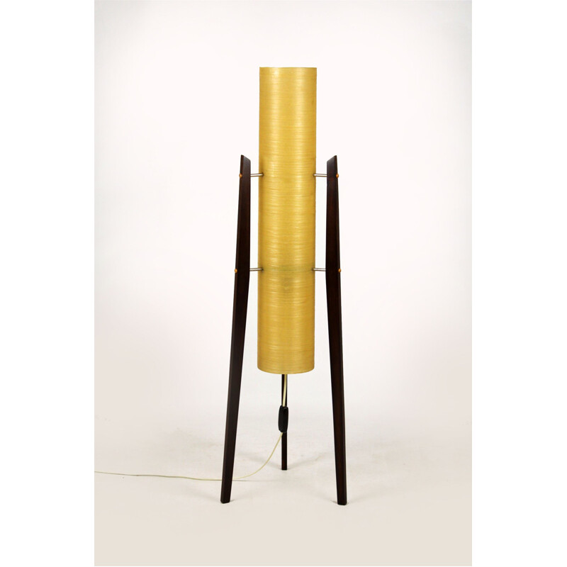 Vintage Rocket floorlamp for Novoplast Sered in yellow fiberglass 1960